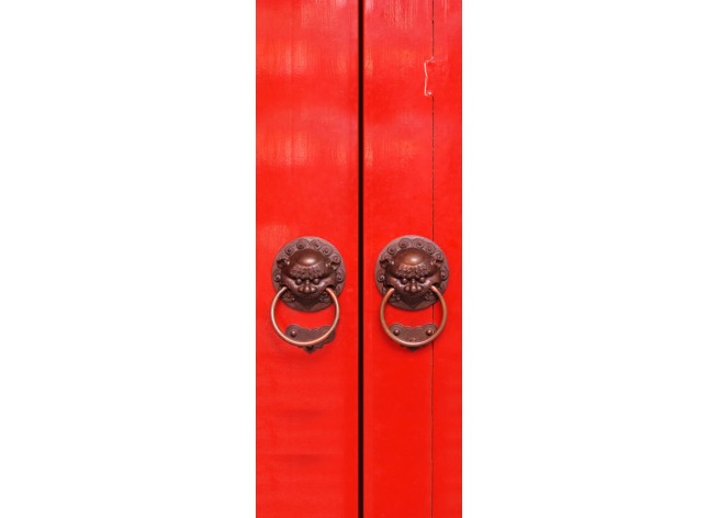 Наклейка на дверь Красная китайская дверь